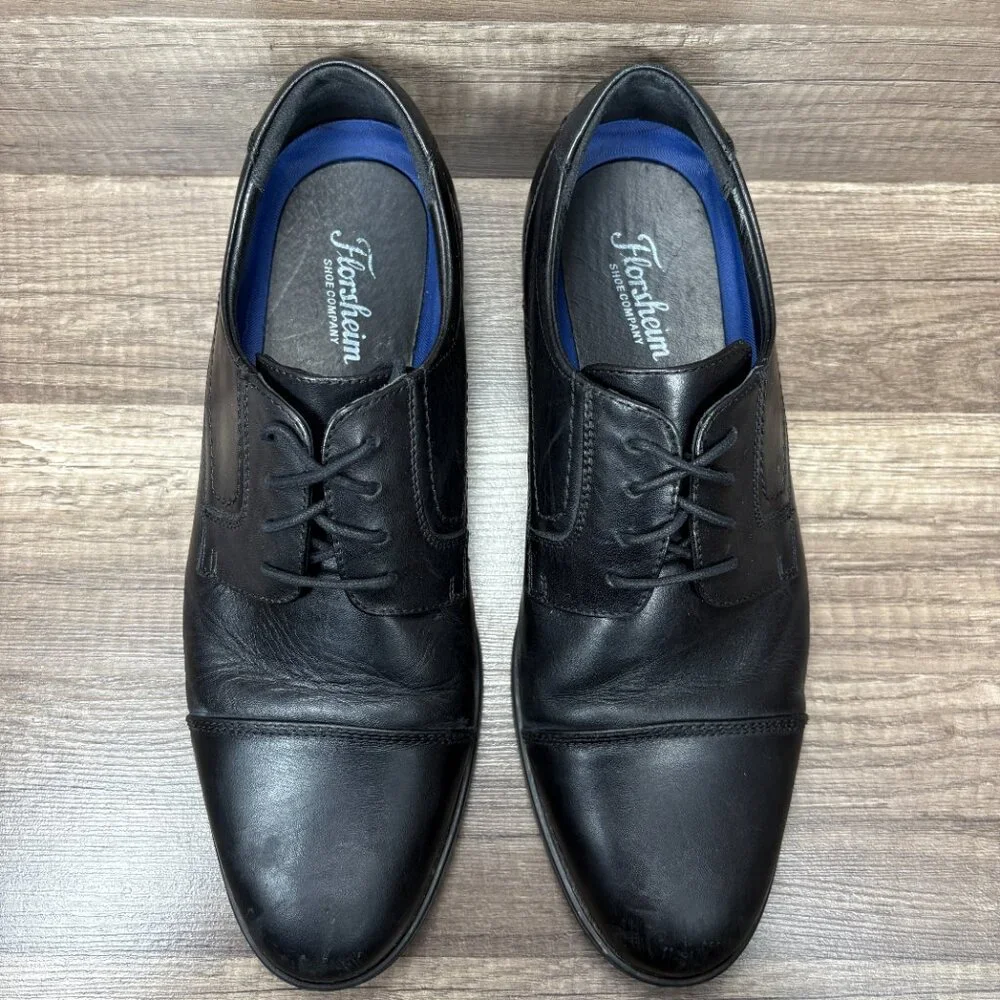 Florsheim Cap Toe Oxford Leather Black Mens US Size 10 11827-001 Shoes